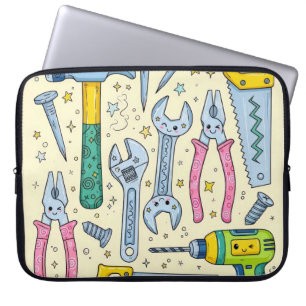 Funda Para Portátil Colección de herramientas de bricolaje Doodle