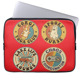Funda Para Portátil Colección de Pegatinas de Insignias Retro Vintage 