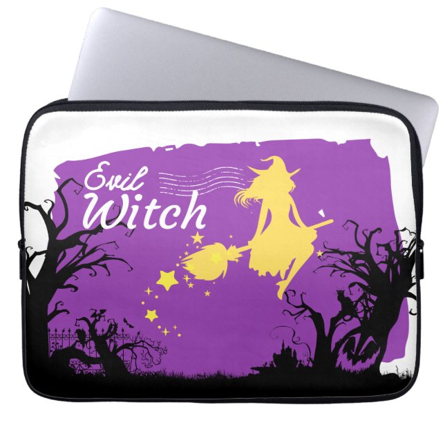 Funda Para Portátil Colección de sellos de Halloween "Bruja malvada" (Frente)