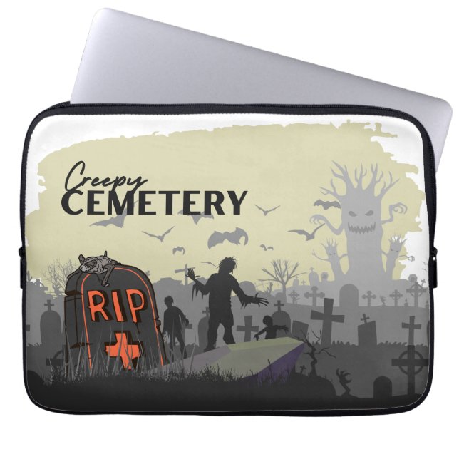Funda Para Portátil Colección de sellos de Halloween "Cementerio de Cr (Frente)