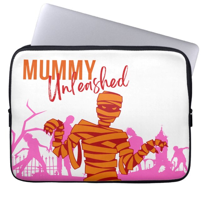 Funda Para Portátil Colección de sellos de Halloween "Mummy Unleashed" (Frente)