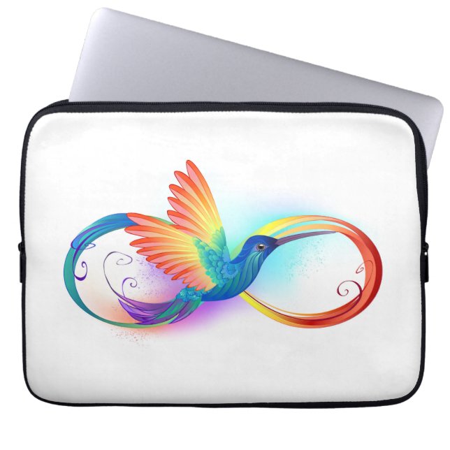 Funda Para Portátil Colibrí arcoiris con símbolo Infinity (Frente)