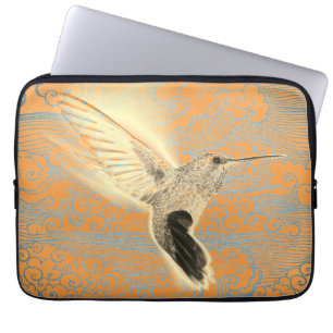 Funda Para Portátil COLIBRÍ CON NUBES JAPONESAS Manga de Rickshaw