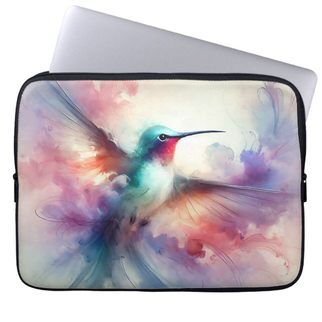 Funda Para Portátil Colibrí elegante en acuarela (Frente)