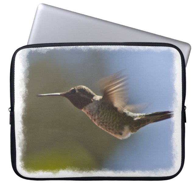 Funda Para Portátil Colibrí en el borde blanco ligero (Frente)