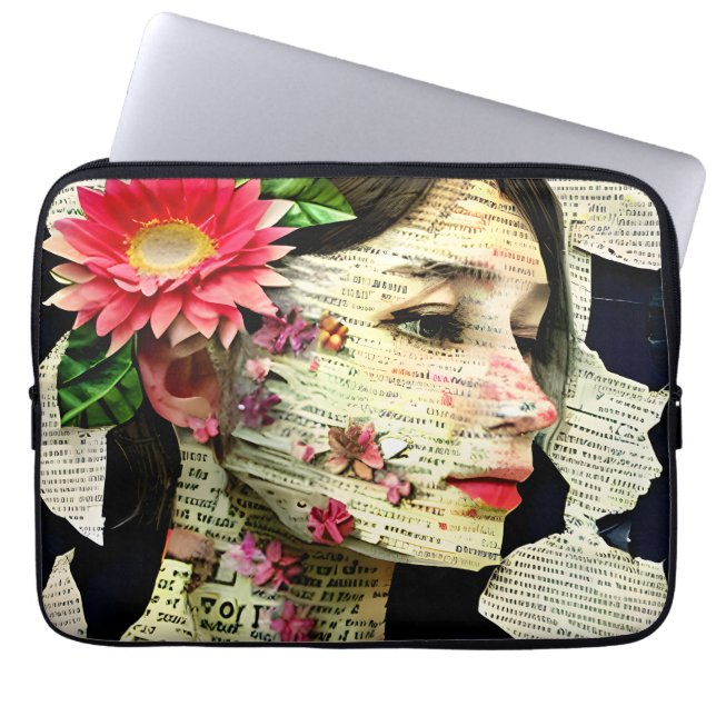 Funda Para Portátil Collage de arte de la mujer bonito (Frente)