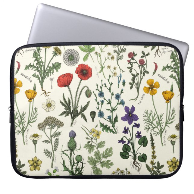 Funda Para Portátil Collage de flores silvestres (Frente)
