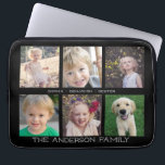 Funda Para Portátil Collage de fotos 6 de la familia el |<br><div class="desc">Características del este del ordenador portátil diseño de la manga un collage del marco de 6 fotos para las imágenes de niños y de miembros de la familia en un fondo negro. Personalice esta caja con las fotos y los nombres de sus miembros de la familia.</div>