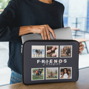 Funda Para Portátil Collage de fotos de amigos modernos de Beige