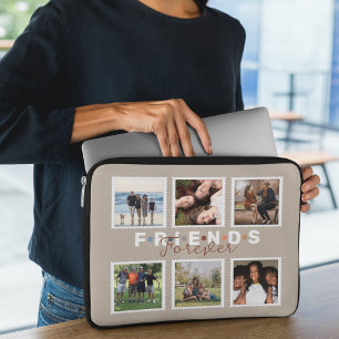 Funda Para Portátil Collage de fotos de amigos modernos de Beige
