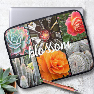 Funda Para Portátil Collage de Fotos de Cactus con Flores de Rosa en F