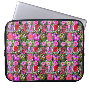 Funda Para Portátil Collage de fotos de flores rosadas,