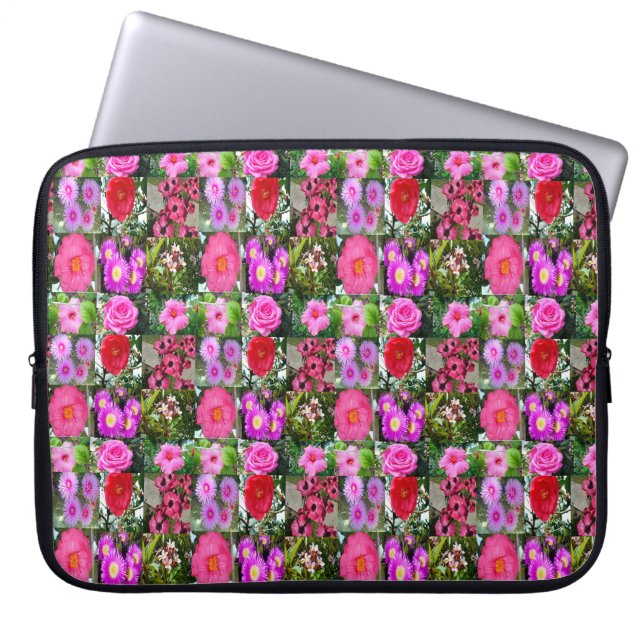 Funda Para Portátil Collage de fotos de flores rosadas, (Frente)