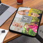 Funda Para Portátil Collage de fotos familiar<br><div class="desc">Collage de fotos de familia regalos personalizados en monograma. Fotos de plantillas a través de Pixabay bajo licencia CC0 y deben reemplazarse con sus propias fotos</div>