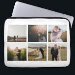 Funda Para Portátil Collage de fotos sencillo moderno<br><div class="desc">La manga moderna para portátiles presenta un diseño blanco sencillo y mínimo con un collage de fotos de seis de tus fotos bodas favoritas. Este elegante portátil es perfecto para una novia recién casada.</div>
