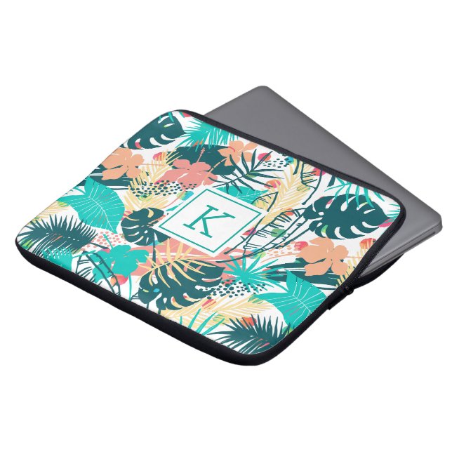 Funda Para Portátil Collage de hojas tropicales exuberantes (Superior anverso)