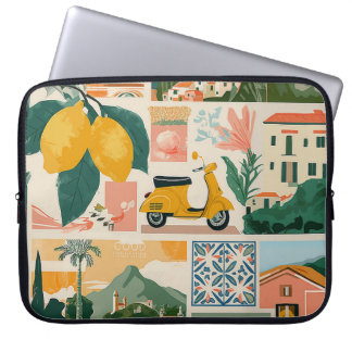 Funda Para Portátil Collage de la Costa Italiana - Vibración de Verano
