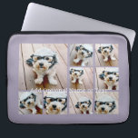 Funda Para Portátil Collage de Photo Square - con texto - púrpura orqu<br><div class="desc">Para este diseño se pueden utilizar fotos cuadradas o selfie. Usa ocho fotos cuadradas para crear un regalo único y personal. O puedes mantener al cachorro hipster y hacer un keepsake de moda. Si necesita ajustar las imágenes,  haga clic en la herramienta personalizar para realizar cambios.</div>