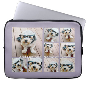 Funda Para Portátil Collage de Photo Square - con texto - púrpura orqu