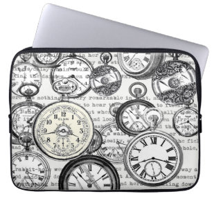 Funda Para Portátil Collage de reloj de bolsillo victoriano Alicia en 