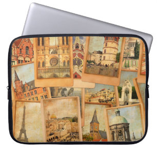 Funda Para Portátil Collage de tarjetas fotográficas antiguas. Europa,