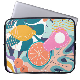 Funda Para Portátil Collage exótico y moderno de la jungla.