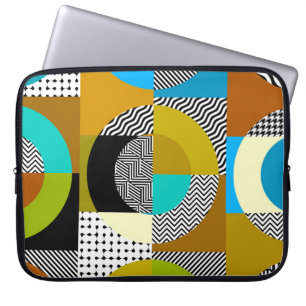 Funda Para Portátil Collage geométrico: círculos, patrón vintage.