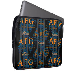 Funda Para Portátil Collage moderno monograma de Iniciales y Nombres