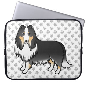 Funda Para Portátil Collie Áspero Tricolor Perro De Dibujos Animados L