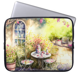 FUNDA PARA PORTÁTIL COLOR ACUÁTICO PASTEL EN UN JARDÍN TRANQUILO