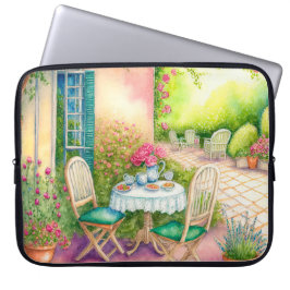 FUNDA PARA PORTÁTIL COLOR ACUÁTICO PASTEL EN UN JARDÍN TRANQUILO