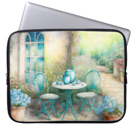 FUNDA PARA PORTÁTIL COLOR ACUÁTICO PASTEL EN UN JARDÍN TRANQUILO