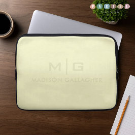 Funda Para Portátil Color Amarillo Limón Pastel Luz Suave Sólido