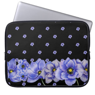 FUNDA PARA PORTÁTIL COLOR DE AGUA AZUL ANEMONA POPPIES