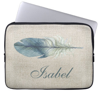 Funda Para Portátil Color de agua gris azul trenzado beige claro