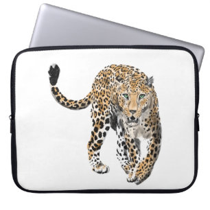 Funda Para Portátil color de agua leopardo jungla gato pintado de verd