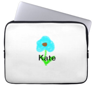Funda Para Portátil Color de agua verde azul añadir tu nombre personal