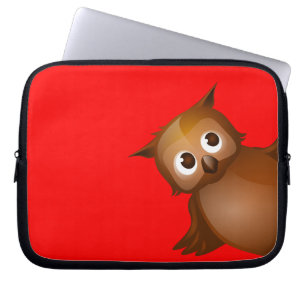 Funda Para Portátil Color de fondo Editable - búho lindo de Brown