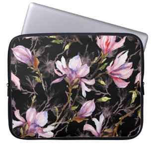 Funda Para Portátil Color de fondo negro rosa de Magnolia