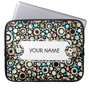 Funda Para Portátil Color Dots & Circle Pattern + your text & backgr.