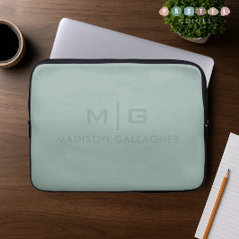 Funda Para Portátil Color Verde Musgo Sage Pastel Luz Suave Sólida