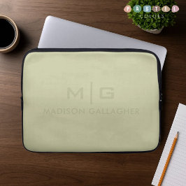 Funda Para Portátil Color Verde Musgo Sage Pastel Luz Suave Sólido