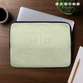 Funda Para Portátil Color Verde Musgo Salvia Pastel Luz Suave Sólido