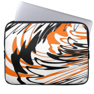 Funda Para Portátil Colores bengalíes Naranja y líneas negras