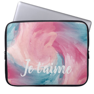 Funda Para Portátil Colores de agua rosados y azul de pintura en el am
