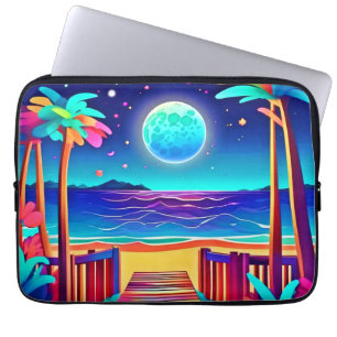 Funda Para Portátil Colores de playa iluminados por luna