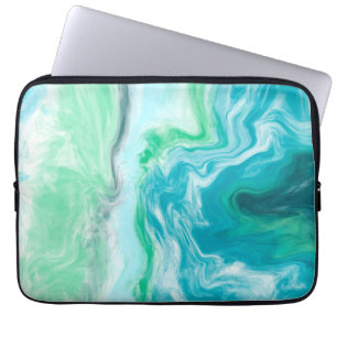 Funda Para Portátil Colores de playa Olas del océano azul y turquesa
