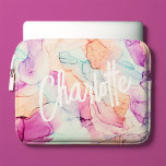 Funda Para Portátil Colores Pastel Patrón de manchas de tinta de alcoh<br><div class="desc">Diseño personalizado del patrón de manchas de tinta de alcohol de colores pasteles.</div>