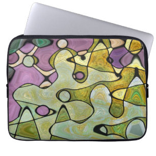 Funda Para Portátil Colores verde morado círculos remolinos abstractos