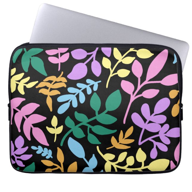 Funda Para Portátil Colorful foliage in black background (Frente)